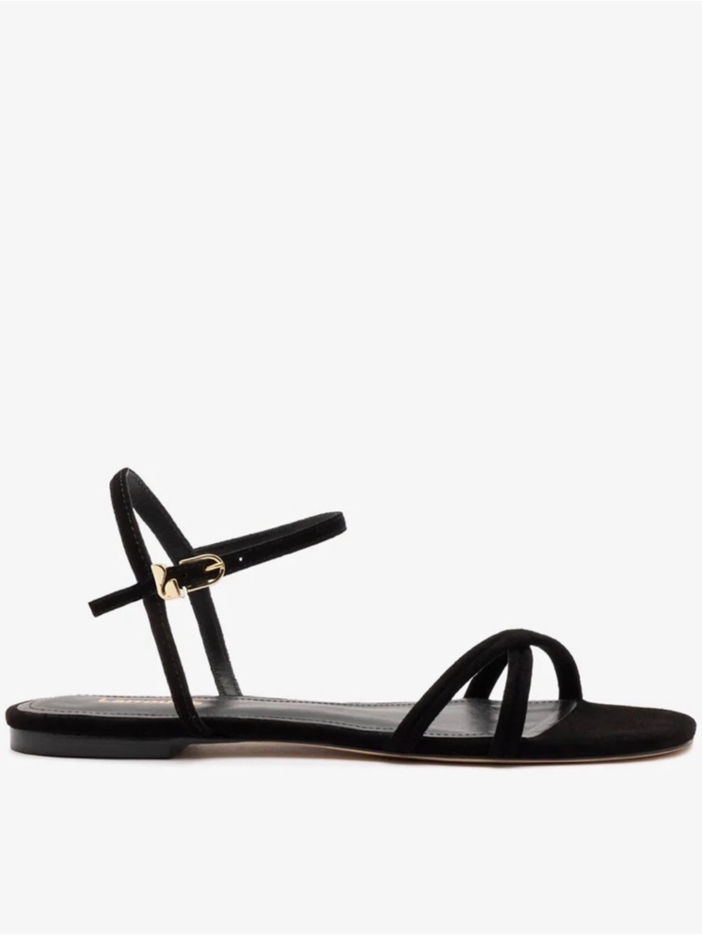 Larroude Annie Black Flat Sandals